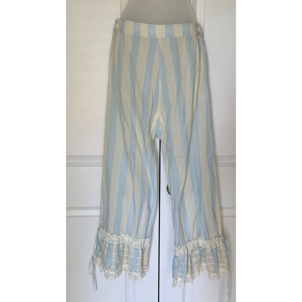 Selkie Seaside Cure Pantalettes Blue Stripe Lace Cotton Pants XS